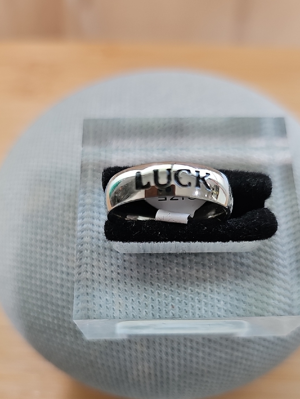 Stainless Steel "LUCK" Men’s Band Ring - Silver